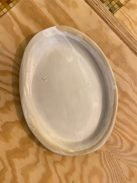 Plat Ovale Personnalisé - 21 cm - Grès Doux - Blanc Gloss