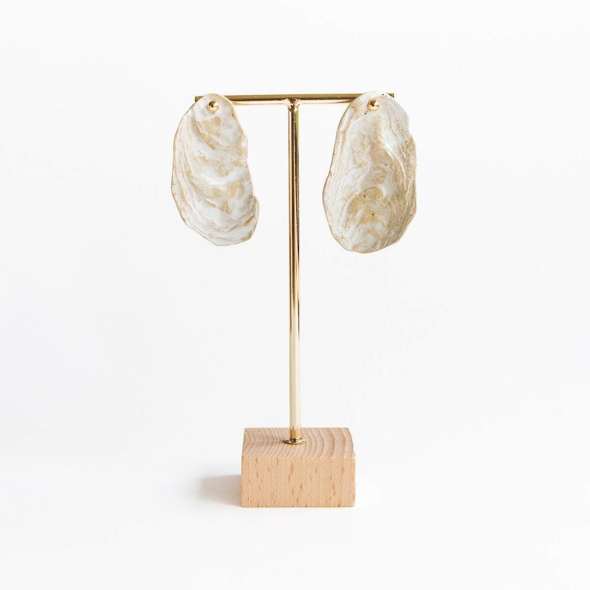 Boucles d'oreilles - Huîtres - Grès - Blanc cassé - 3 tailles