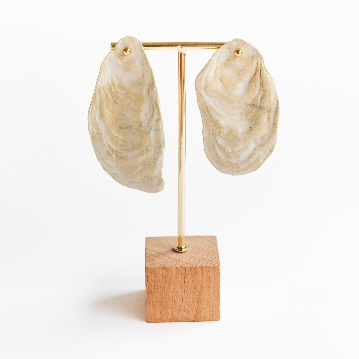 Boucles d'oreilles - Huîtres - Grès - Blanc cassé - 3 tailles