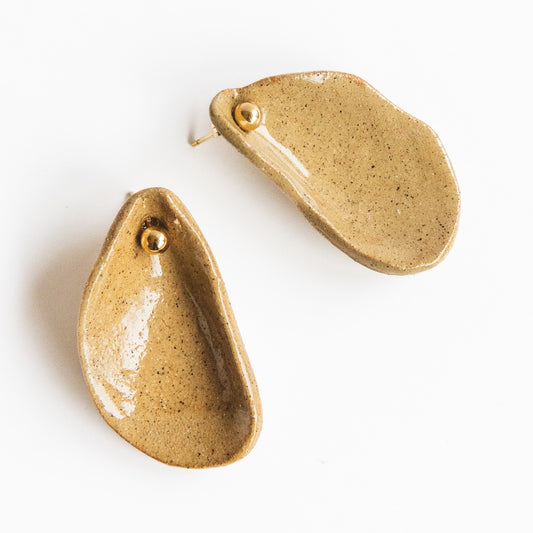 Boucles d'oreilles - Moules - Grès Toasté - Transparent