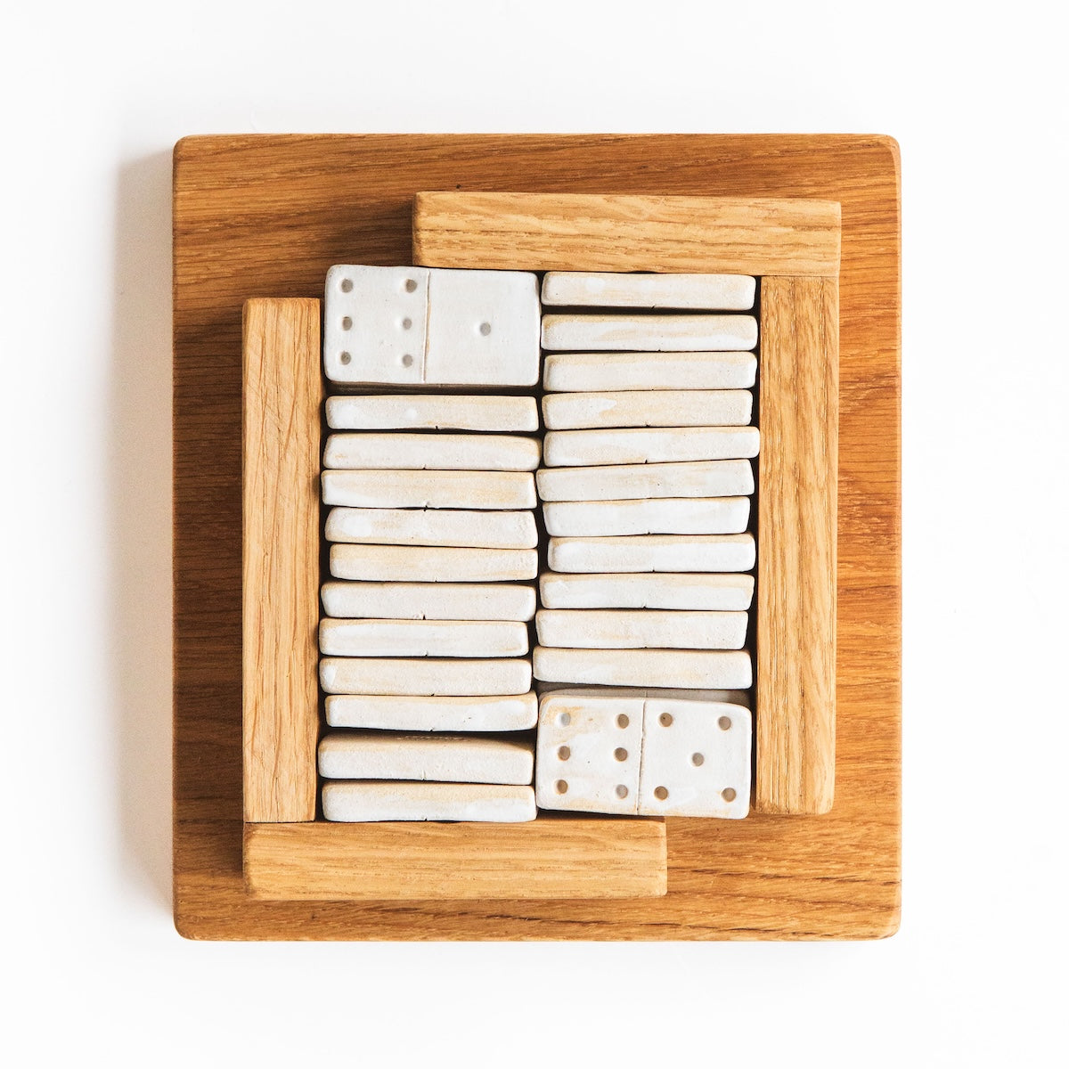 Jeu Dominos - Grès + Plateau en chêne