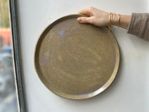 Tart serving dish - 30 cm - Sandy clay - Transparent