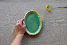 Load image into Gallery viewer, my-hungry-valentine-ceramics-studio-dish-oval-side-bg-celadon-top-hand
