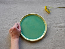 Load image into Gallery viewer, my-hungry-valentine-ceramics-studio-plate-21-bg-celadon-top-hand
