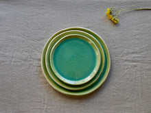 Cargar imagen en el visor de la galería, my-hungry-valentine-ceramics-studio-plates-25-21-18-nt-celadon-top-stacked
