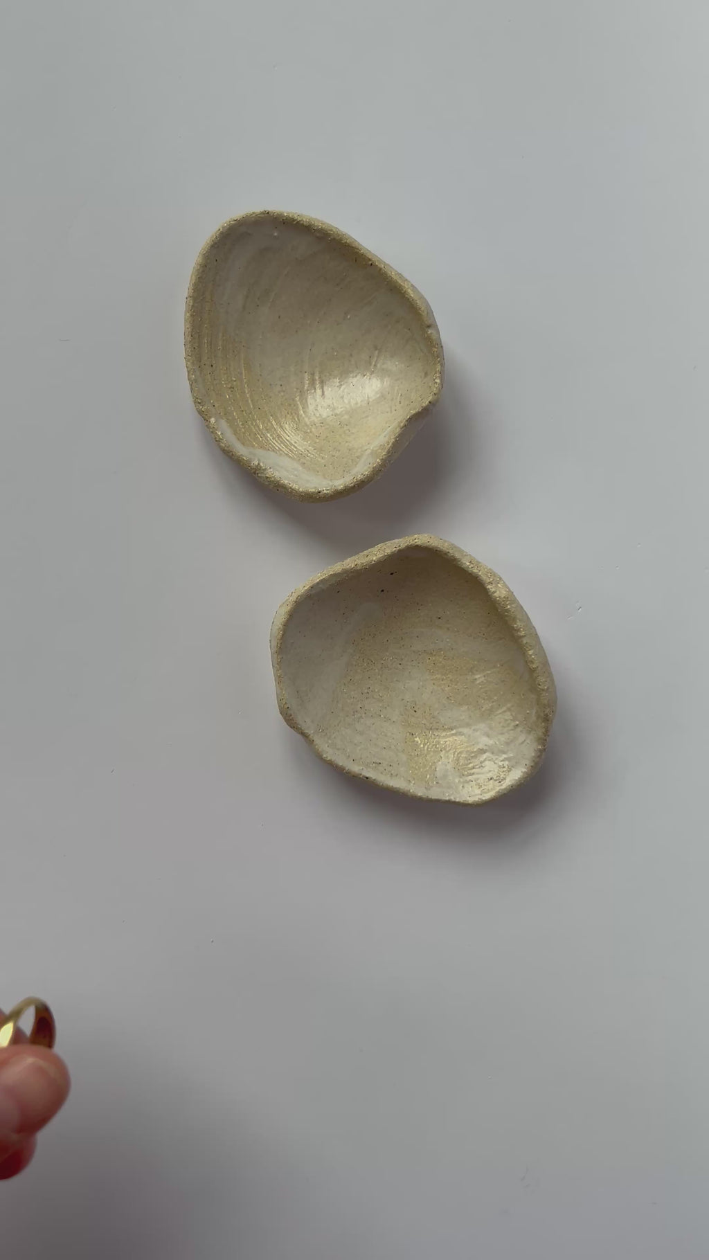 Coupelles Palourdes - Paire - Grès Beige - Blanc Gloss
