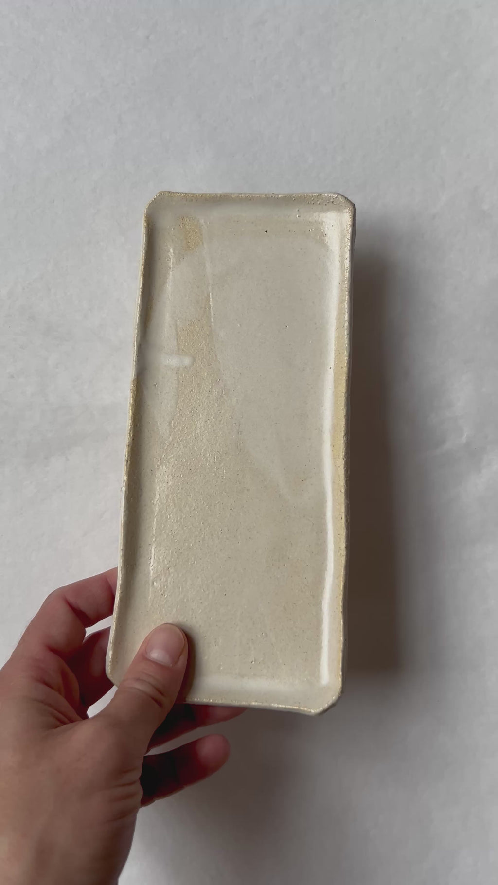 Vide-poche rectangulaire - Grès Beige - Blanc Mat