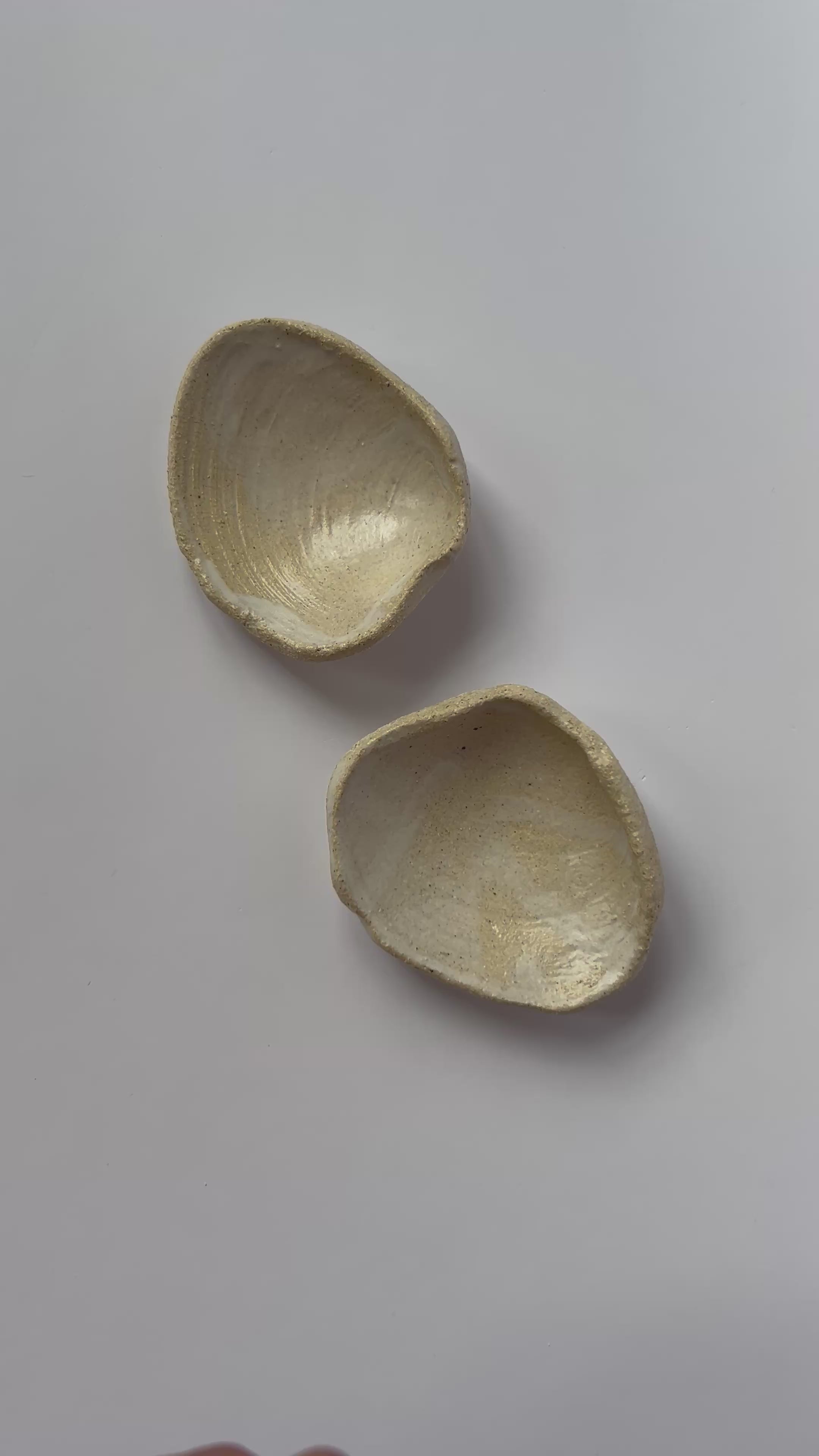 Coupelles Palourdes - Paire - Grès Beige - Blanc Gloss