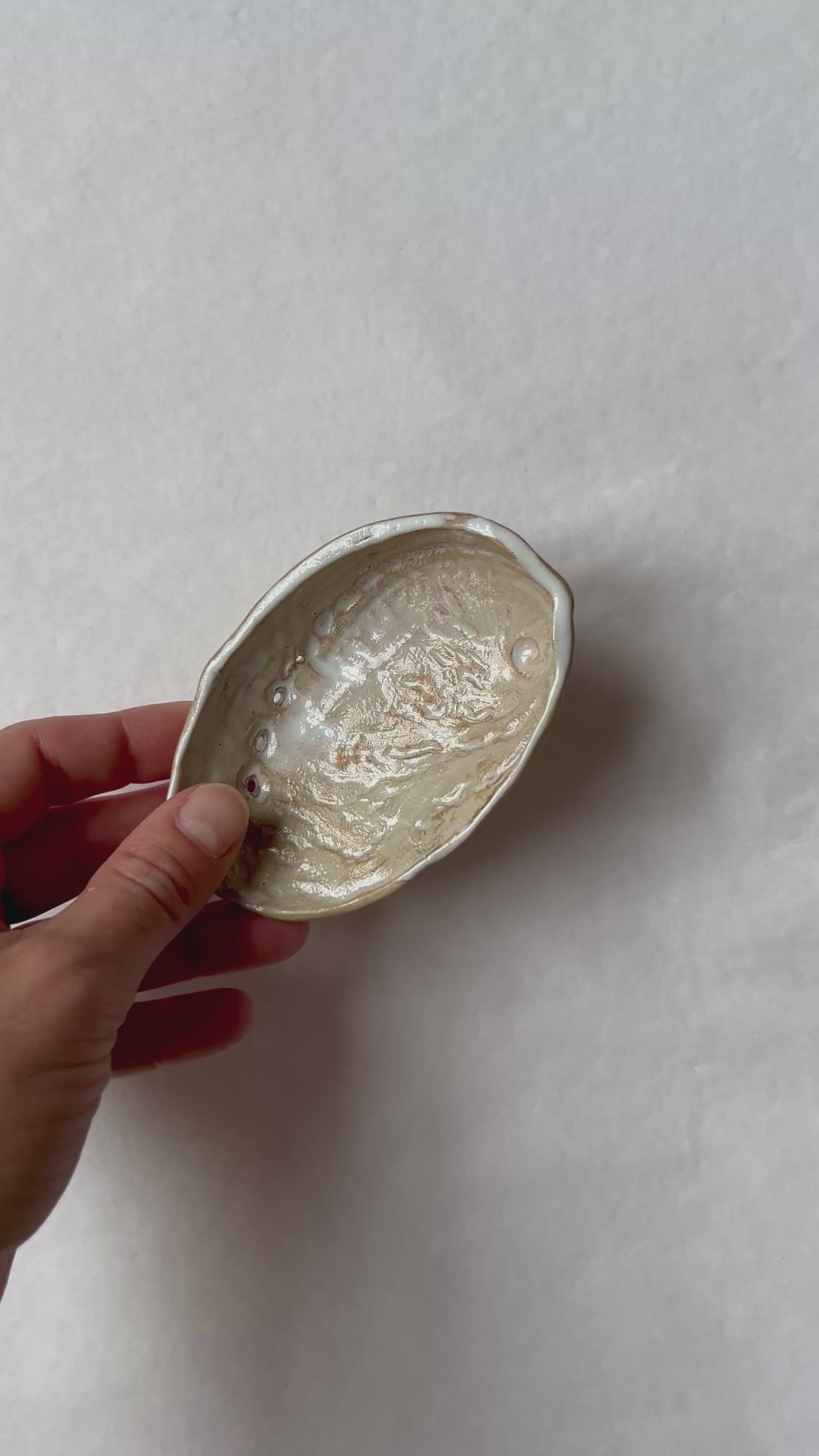 Coupelle Ormeau - Grès Brun - Blanc Gloss