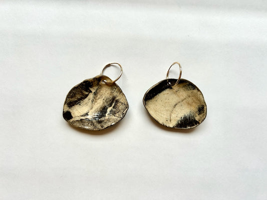 Boucles d'oreilles - Palourdes - Grès - Nerikomi Blanc & Noir