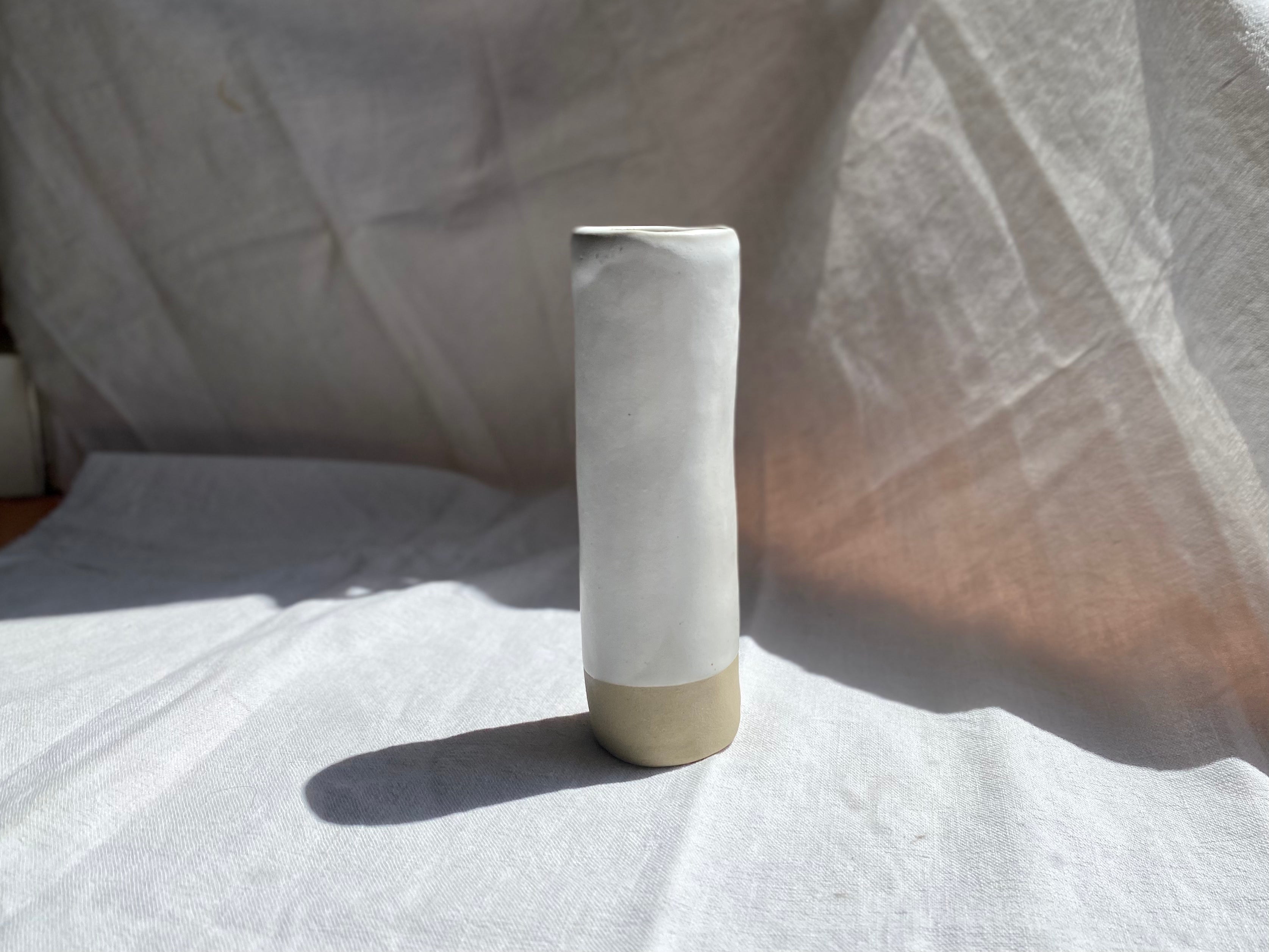 Vase Soliflore - Grès Doux - Blanc Mat