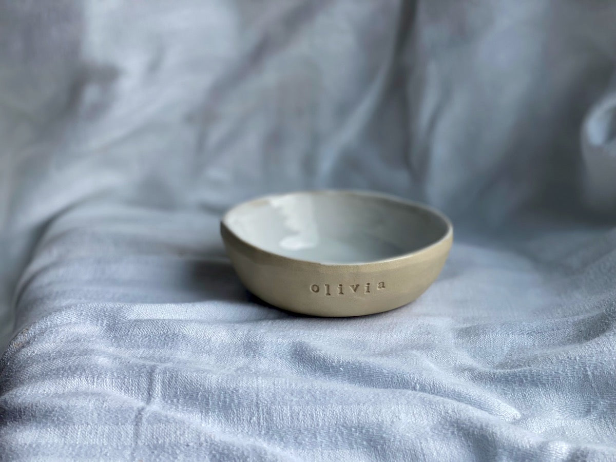 valentine-benoist-ceramics-personalised-bowl-dip-soft-clay-gloss-white-olivia-side