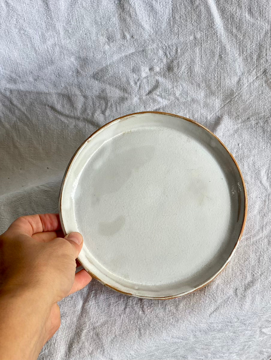 Assiette - ⌀18 cm - Grès Roux - Blanc Gloss