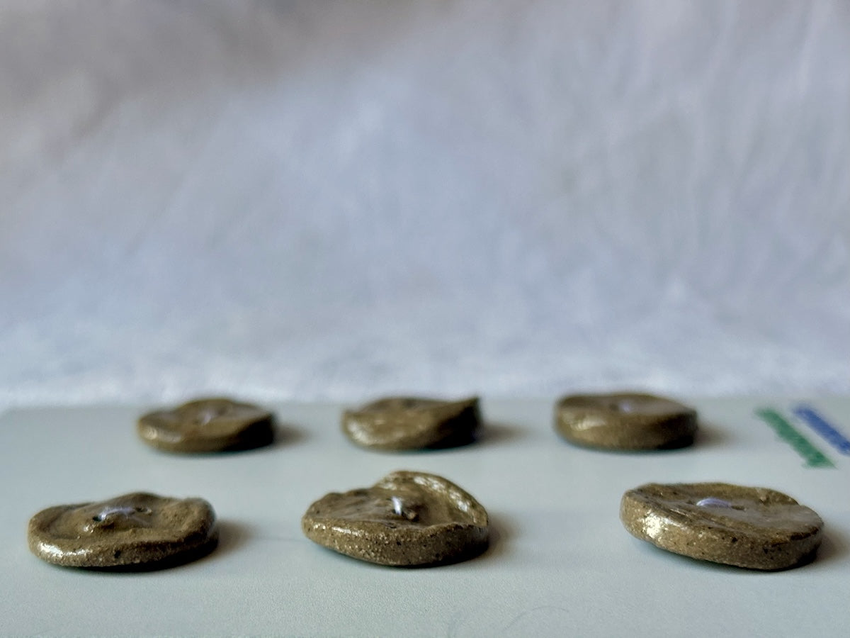 Boutons - Grès Gris - Huître - Lot de 6