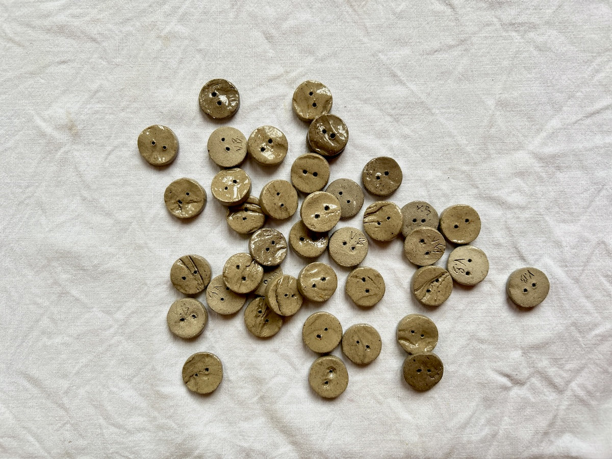 Boutons - Grès Gris - Huître - Lot de 6