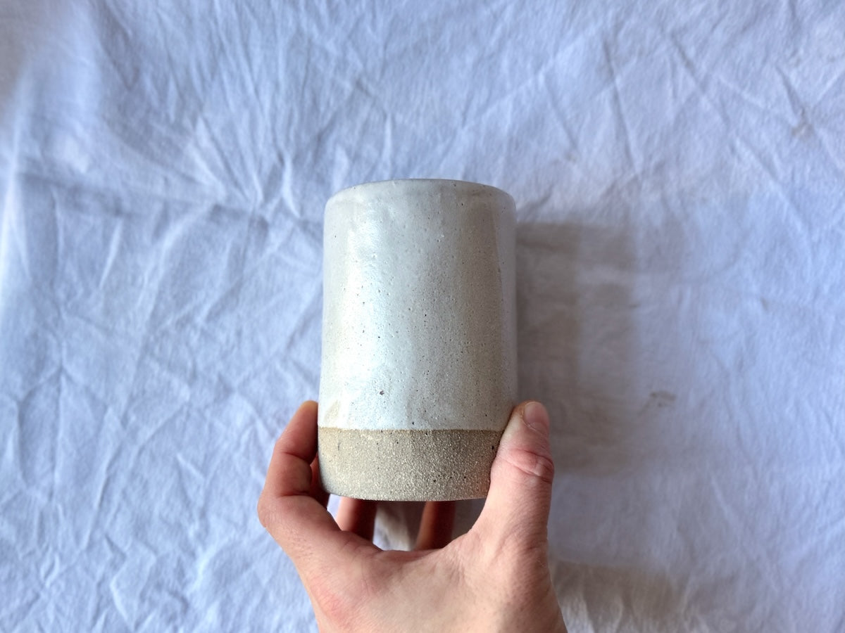 Gobelet / Tasse- Grès Gris - Blanc Satin