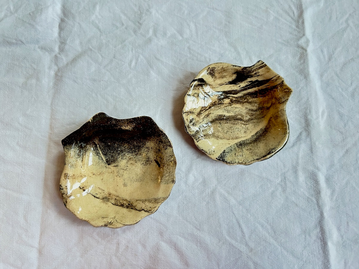 Coupelle Coquille Saint-Jacques - Grès Nerikomi Blanc & Noir