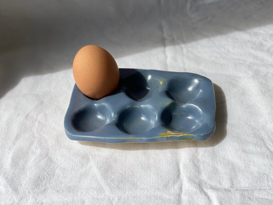 Porte-oeufs - 6 - Grès Doux - Bleu Gris