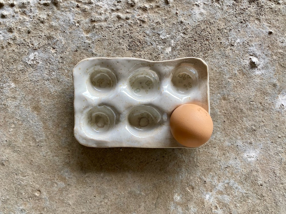 Egg Tray - 6 - Soft Clay - Lunar White