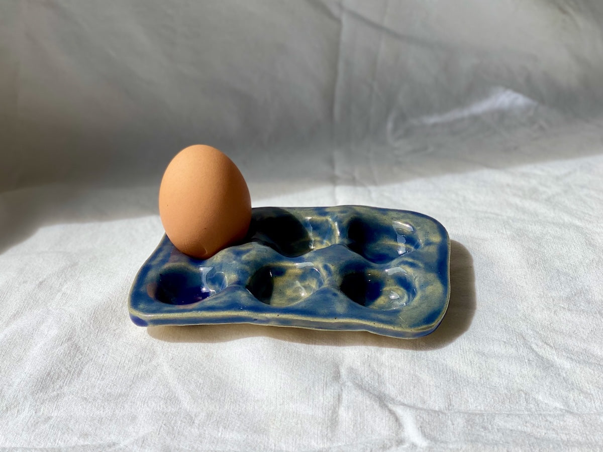 Porte-oeufs - 6 - Grès Doux - Bleu Lavé