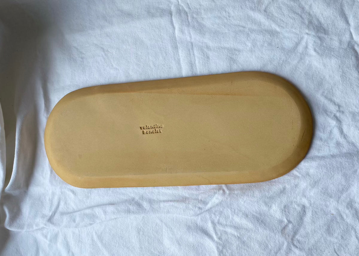 Plat Long - 34,50 cm - Grès Roux - Transparent