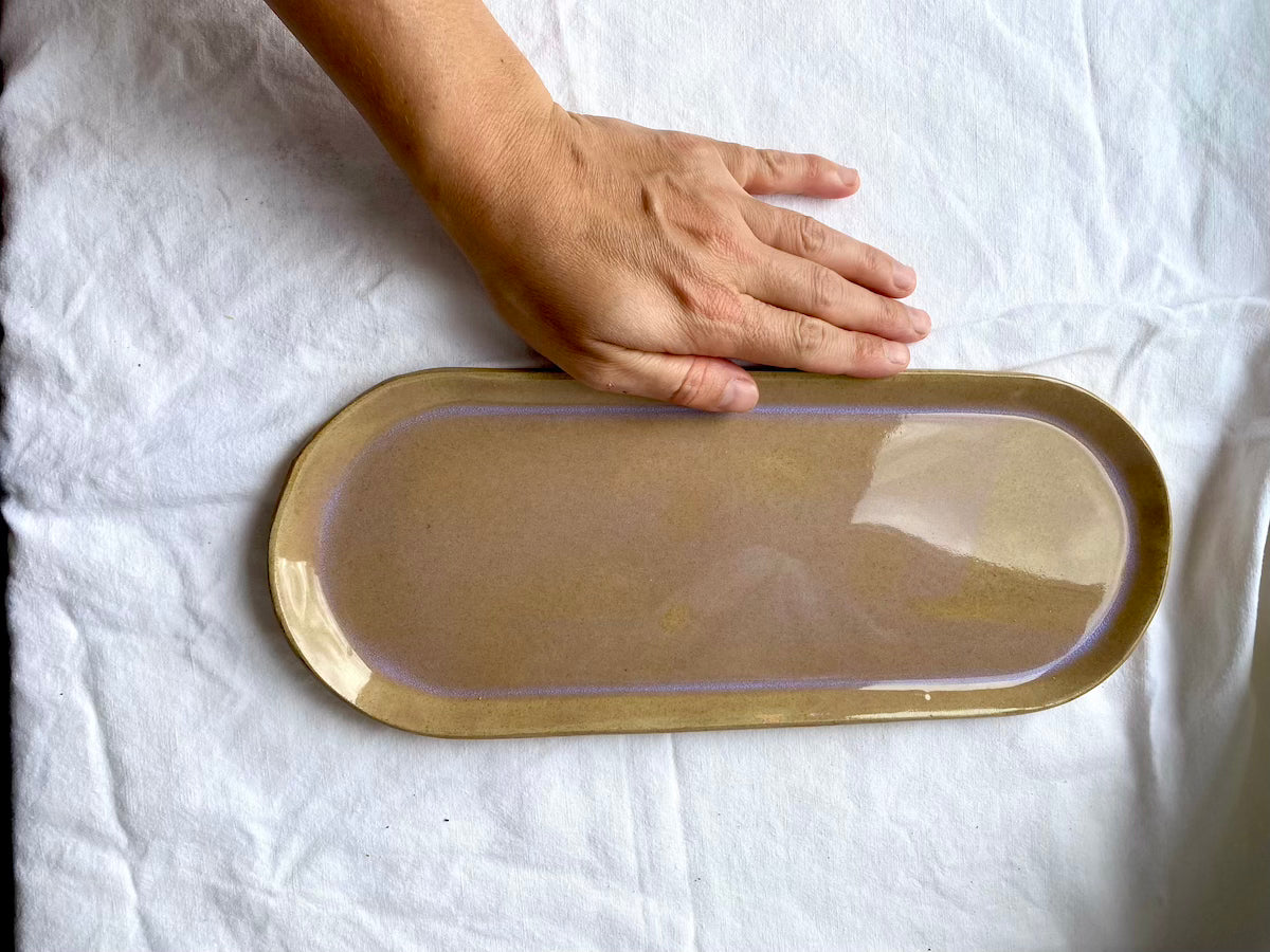 Plat Long - 34,50 cm - Grès Roux - Transparent