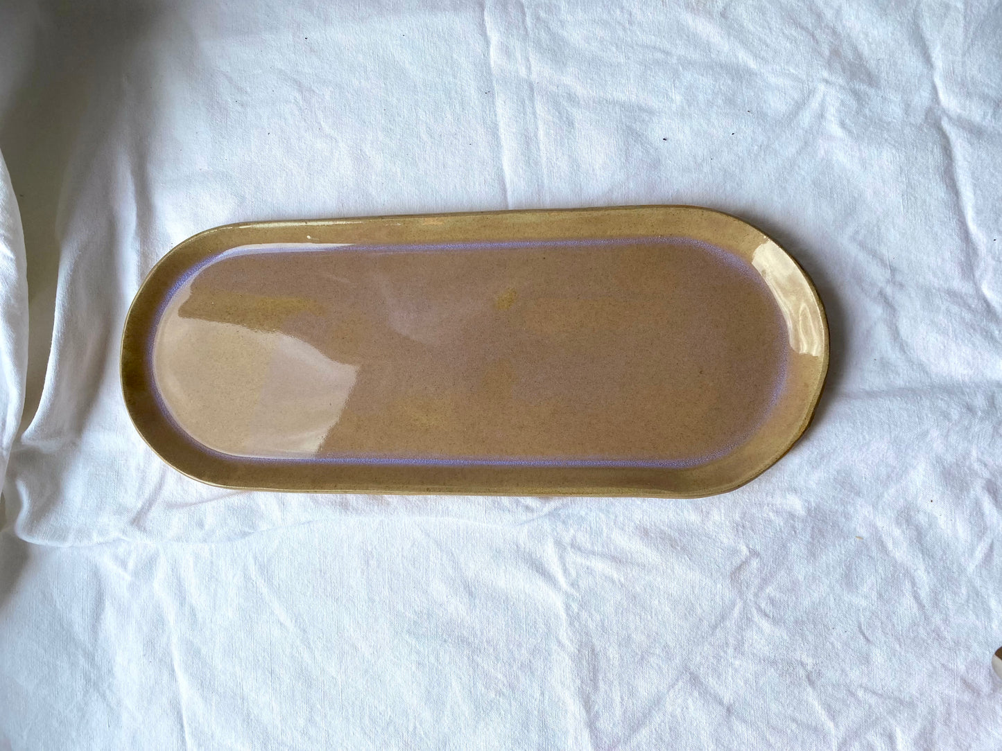 Plat Long - 34,50 cm - Grès Roux - Transparent