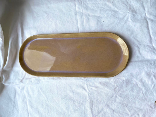 Plat Long - 34,50 cm - Grès Roux - Transparent