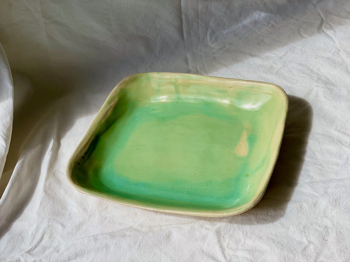 Plat Rectangulaire - 25 cm - Grès Doux - Vert Céladon