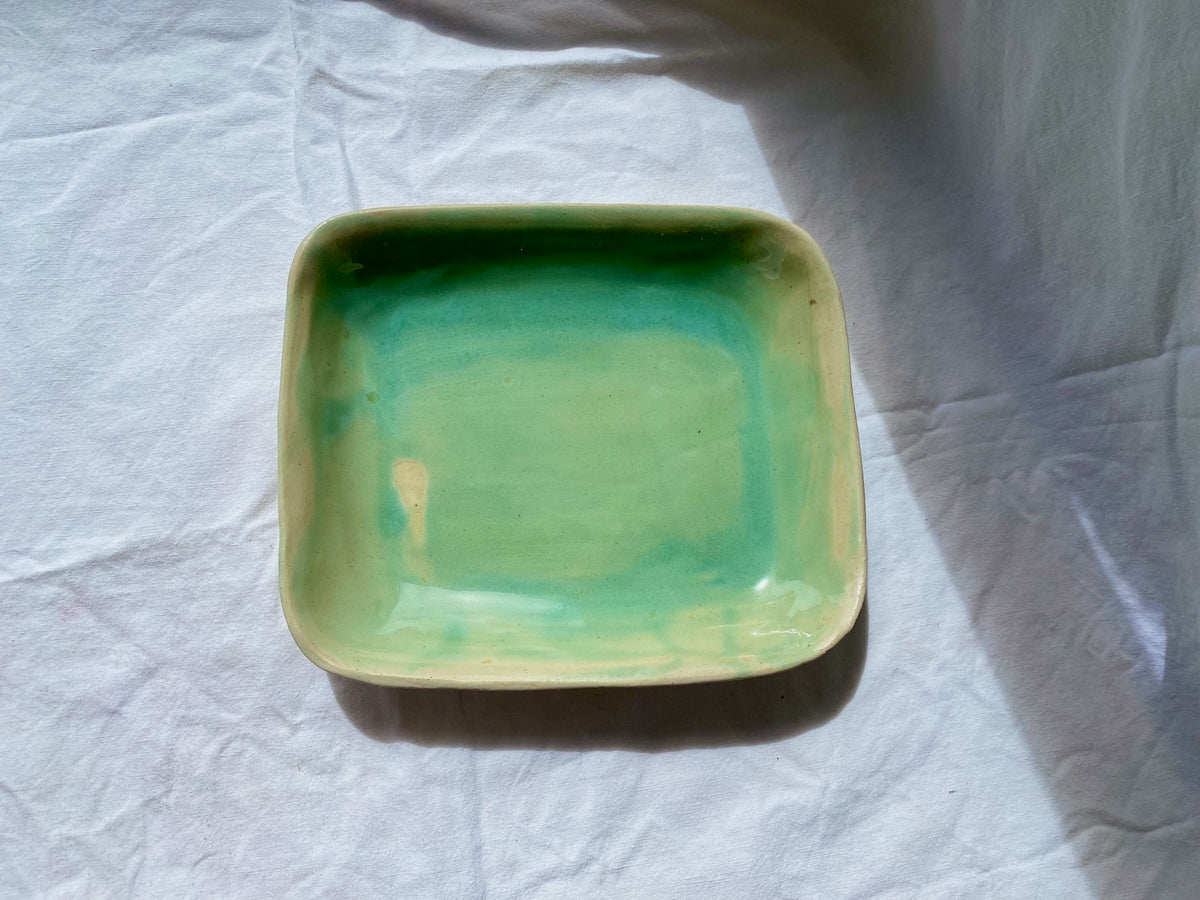 Plat Rectangulaire - 25 cm - Grès Doux - Vert Céladon
