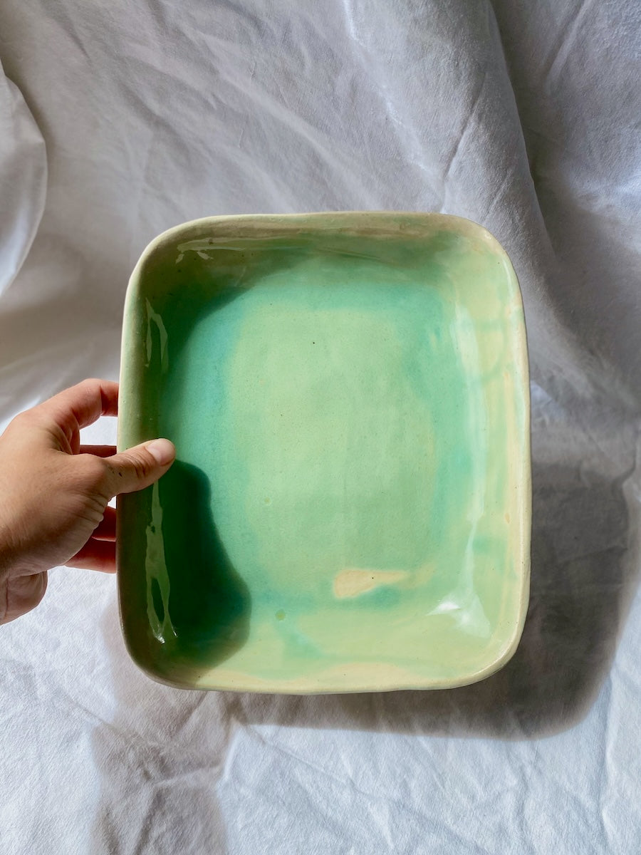 Plat Rectangulaire - 25 cm - Grès Doux - Vert Céladon