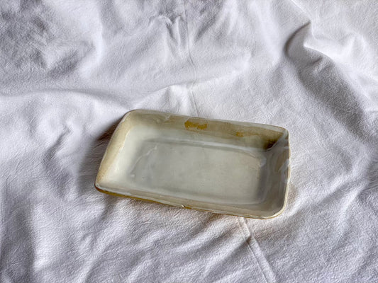 Plat Rectangulaire - 19*12 cm - Grès Doux - Blanc Gloss