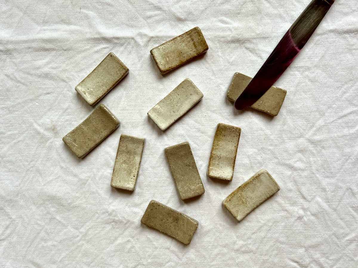 Porte-couteaux / Porte-baguettes - Grès Gris – Blanc Mat & Transparent