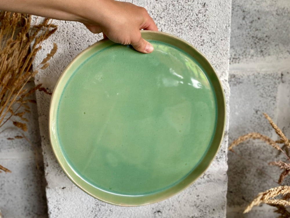 valentine-benoist-ceramics-studio-serving-dish-tart-soft-clay-celadon-green-hand