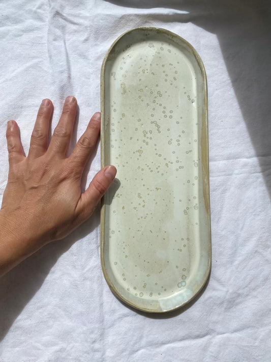 Plateau - 33,5 cm - Grès Doux - Blanc Lunaire