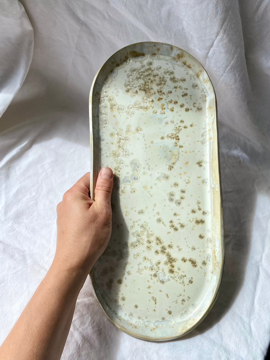 Plateau - 37 cm - Grès Doux - Blanc Lunaire