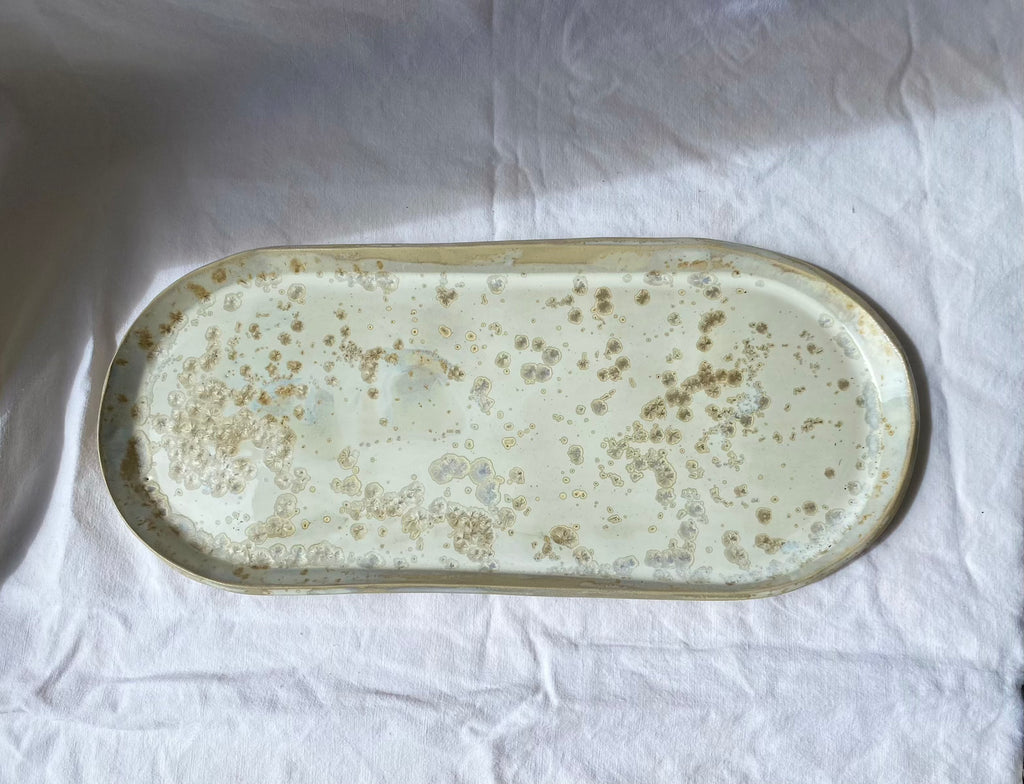 Plateau - 37 cm - Grès Doux - Blanc Lunaire