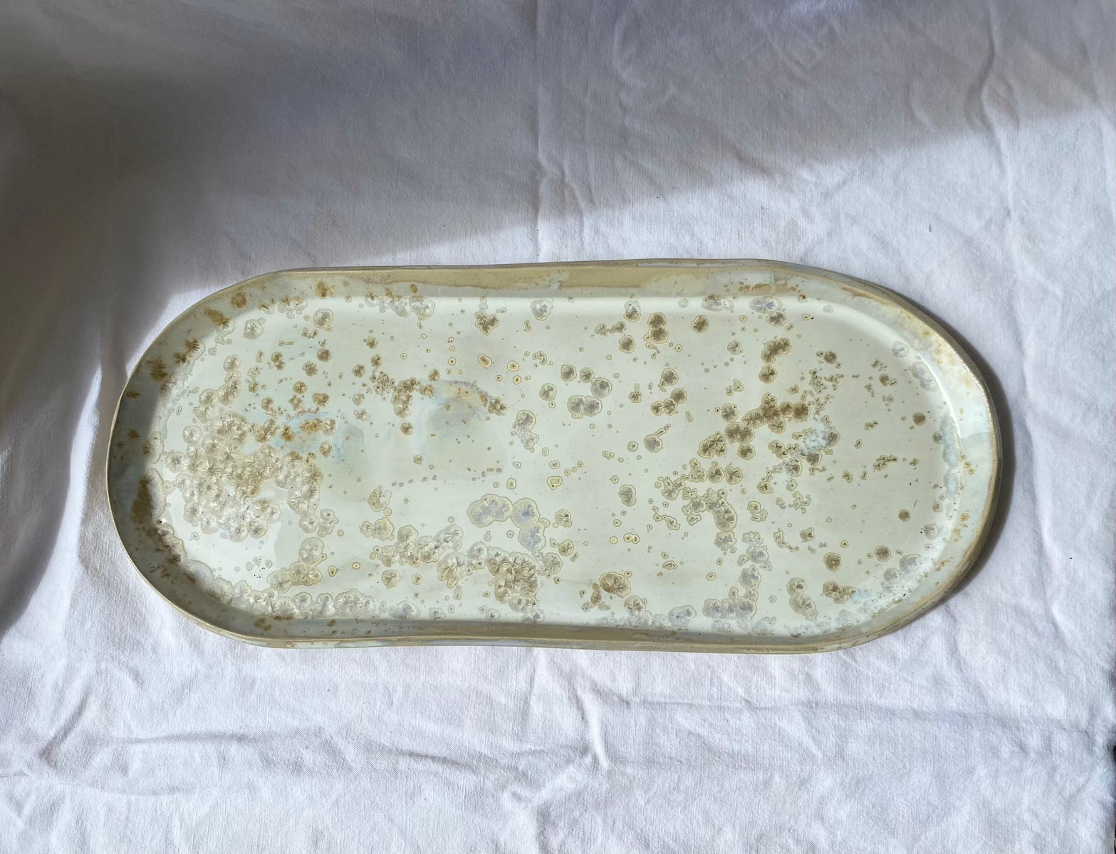 Plateau - 37 cm - Grès Doux - Blanc Lunaire