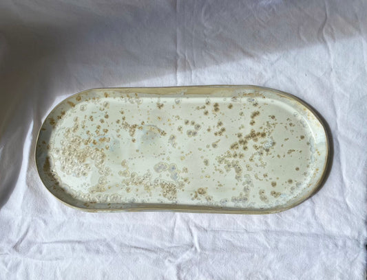 Plateau - 37 cm - Grès Doux - Blanc Lunaire