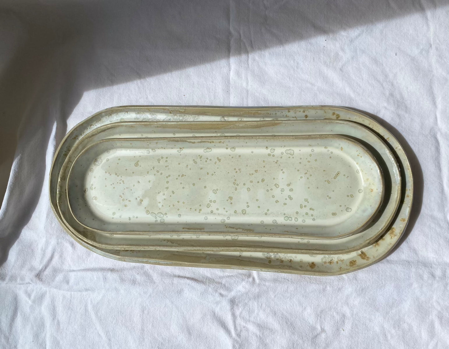 Plateaux Gigognes x3 - Grès Doux - Blanc Lunaire