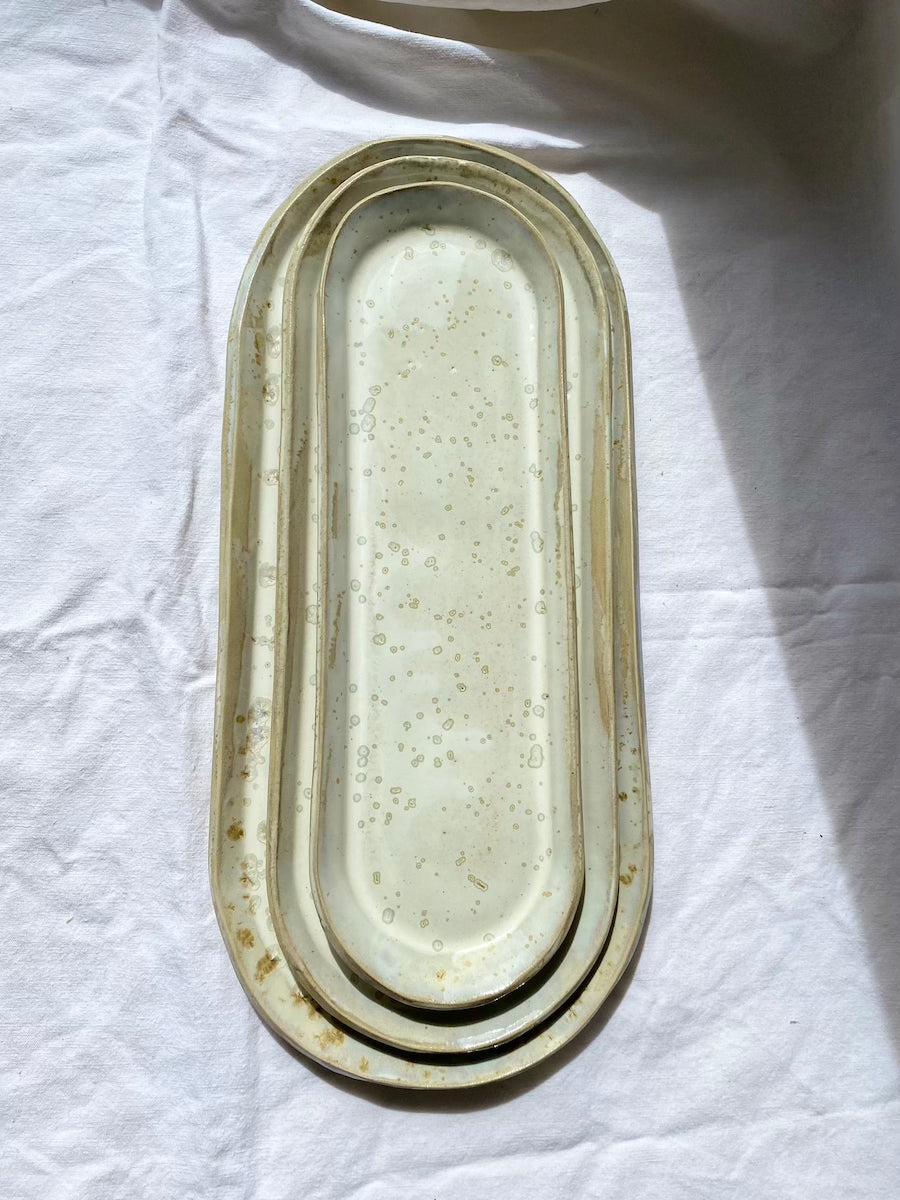 Plateau - 37 cm - Grès Doux - Blanc Lunaire