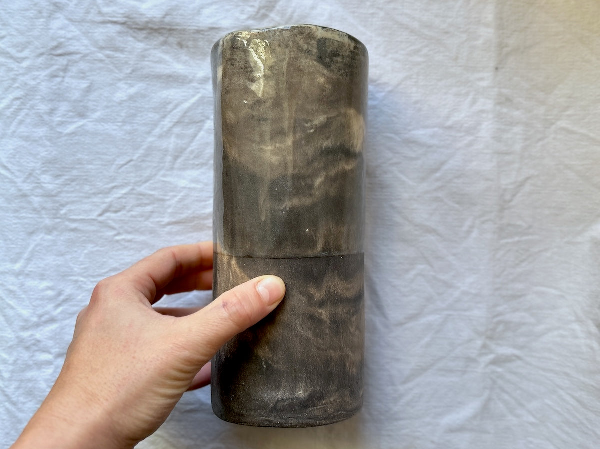 Vase - 20 cm - Grès Nerikomi - Blanc & Noir