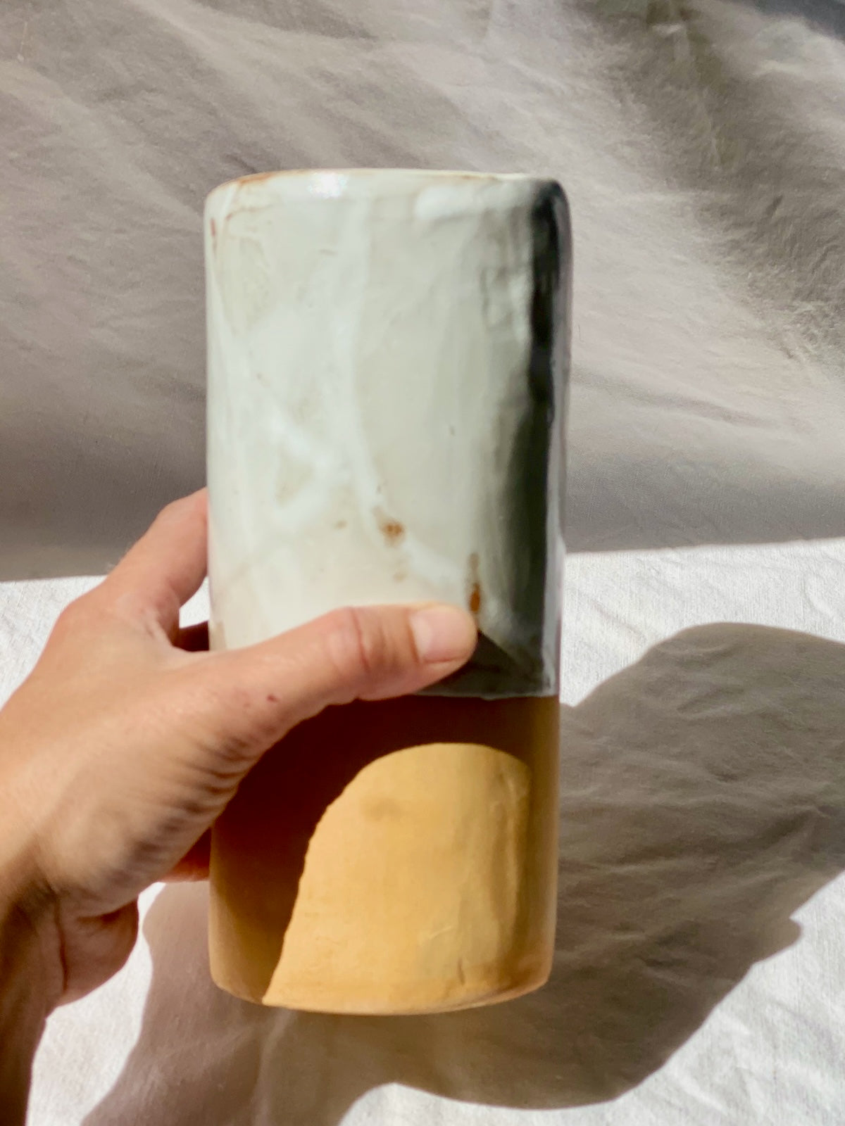 Vase - 20 cm - Grès Roux - Blanc Gloss