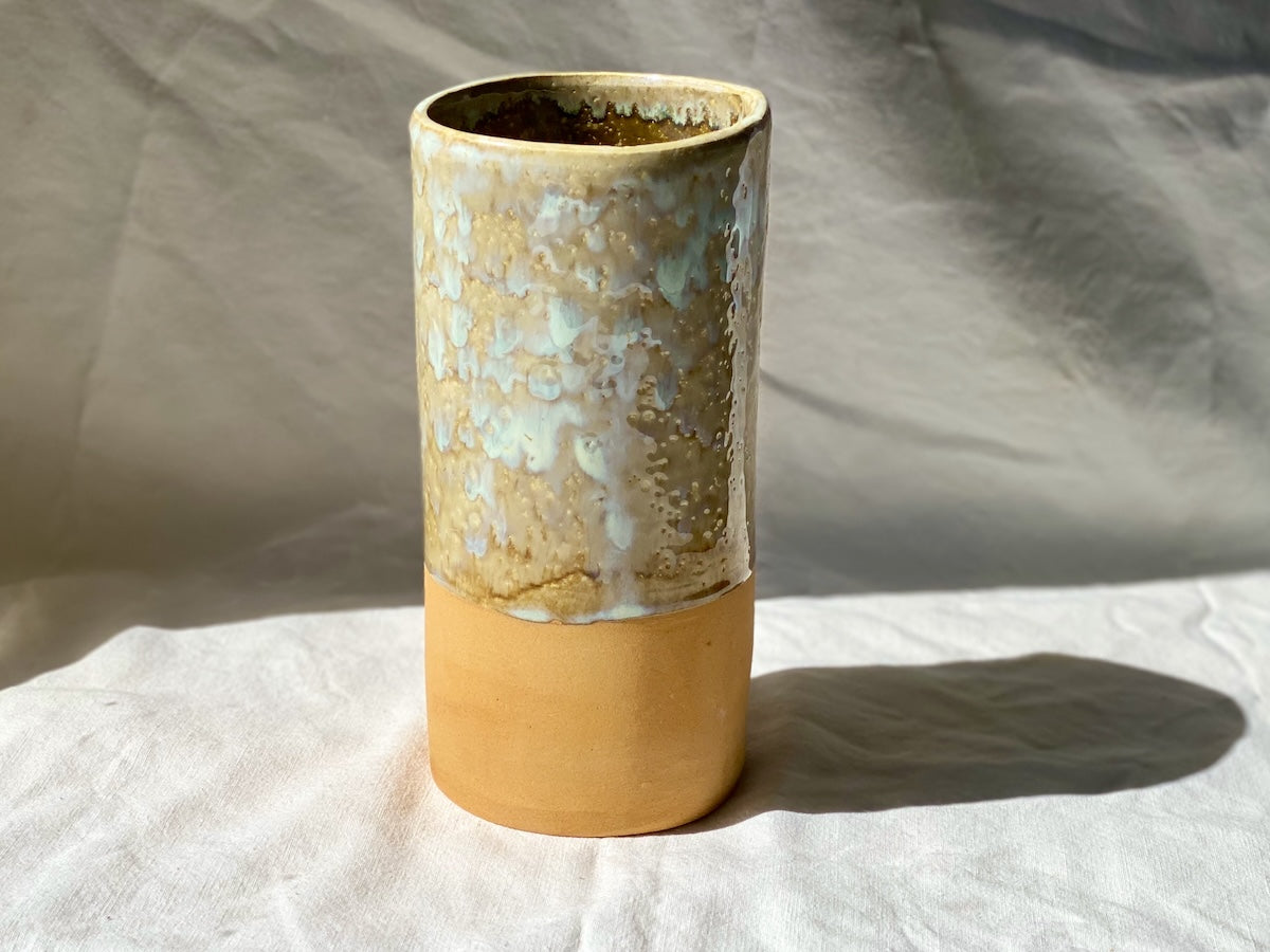Vase - 20 cm - Grès Roux - Blanc Lunaire