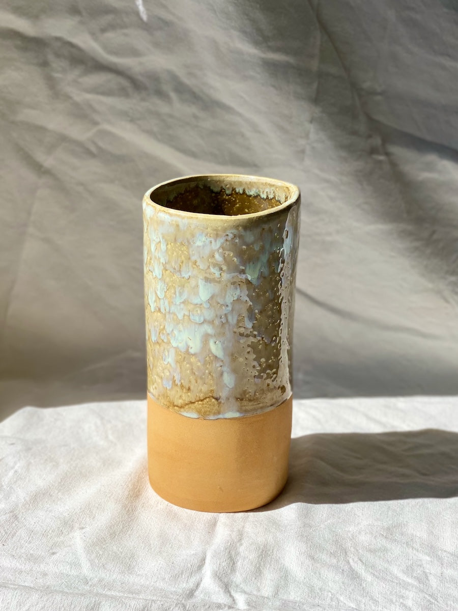 Vase - 20 cm - Grès Roux - Blanc Lunaire