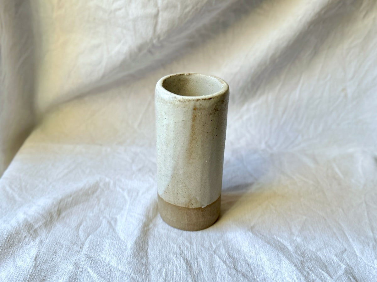 Vase Soliflore - Grès Gris - Blanc Mat