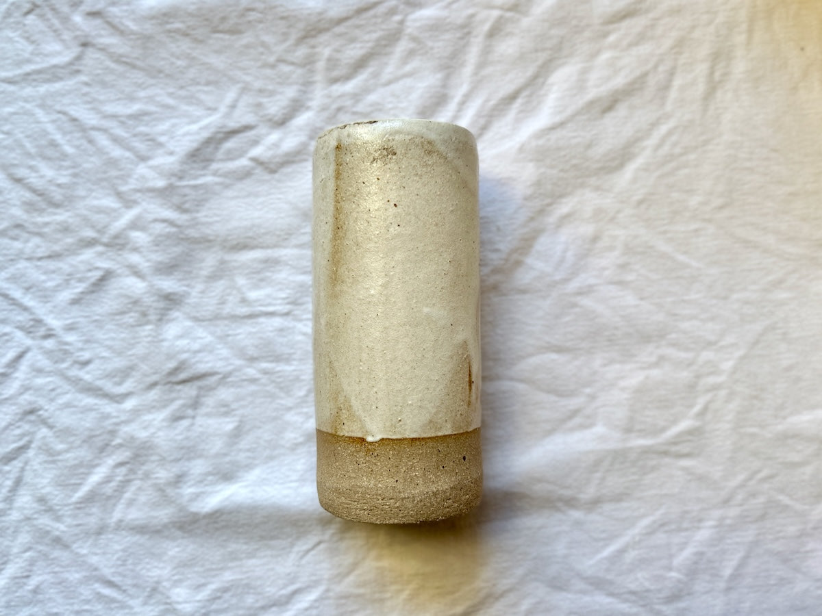 Vase Soliflore - Grès Gris - Blanc Mat