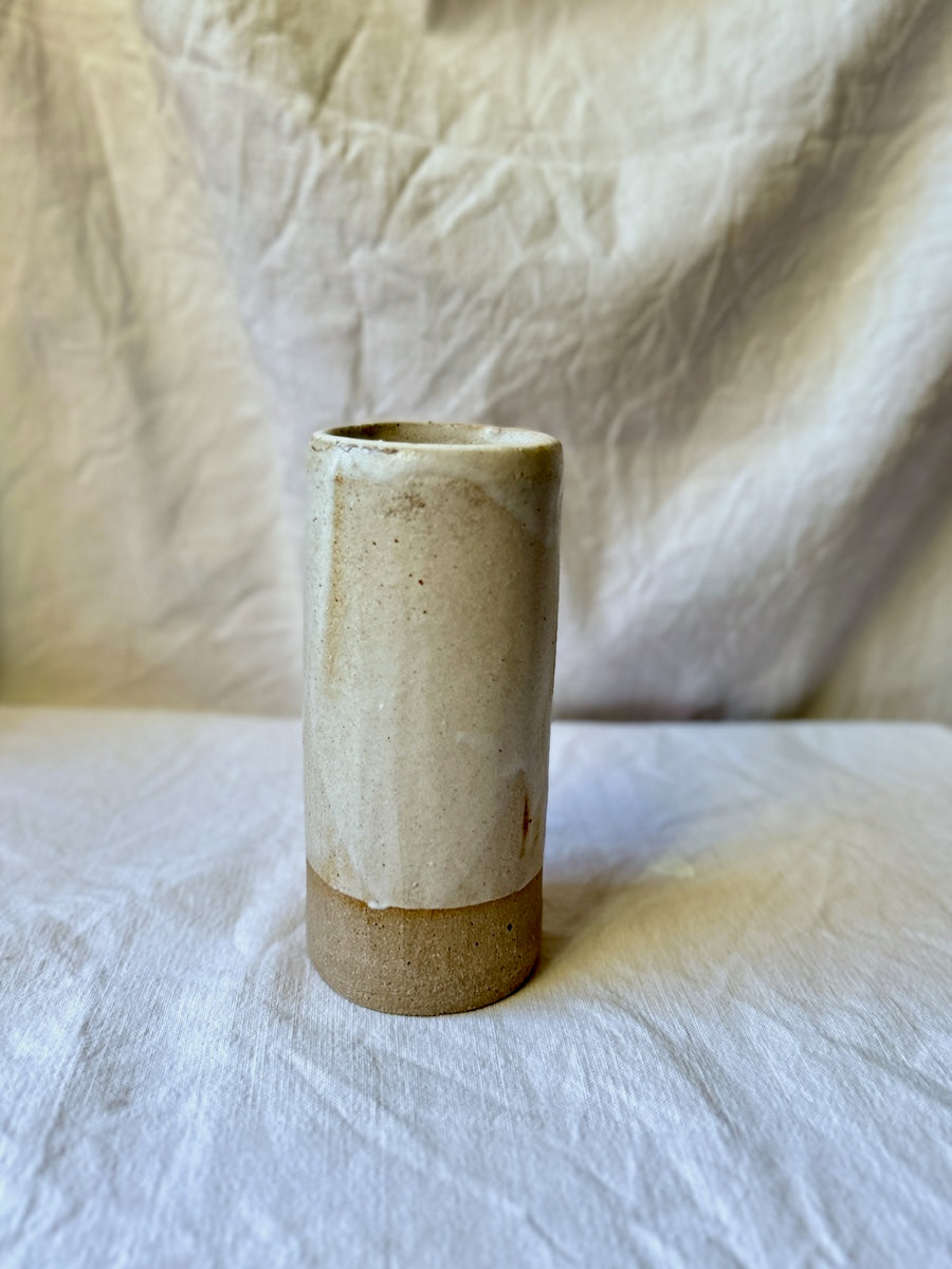 Vase Soliflore - Grès Gris - Blanc Mat