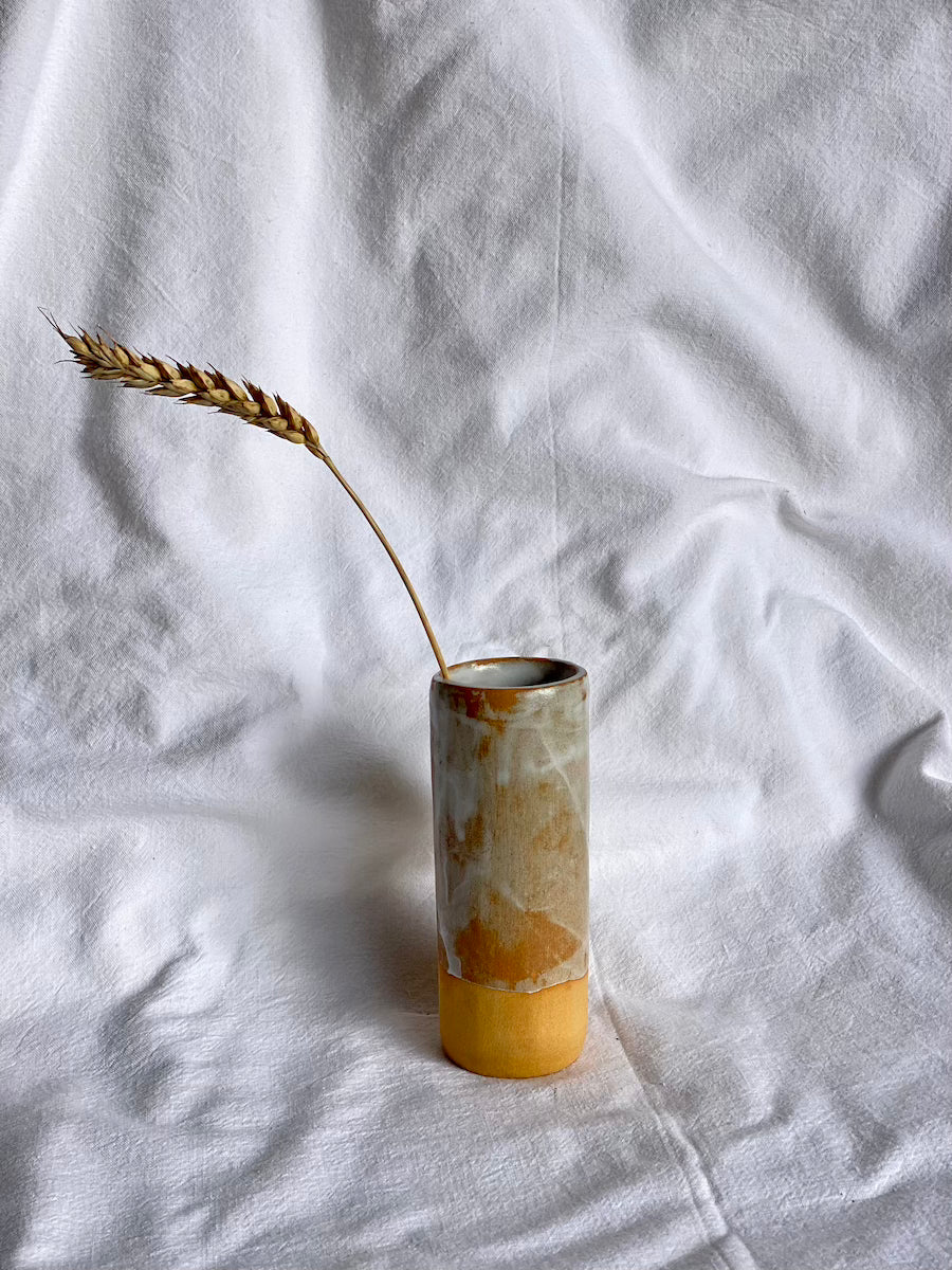 Vase Soliflore - Grès Roux - Blanc Gloss