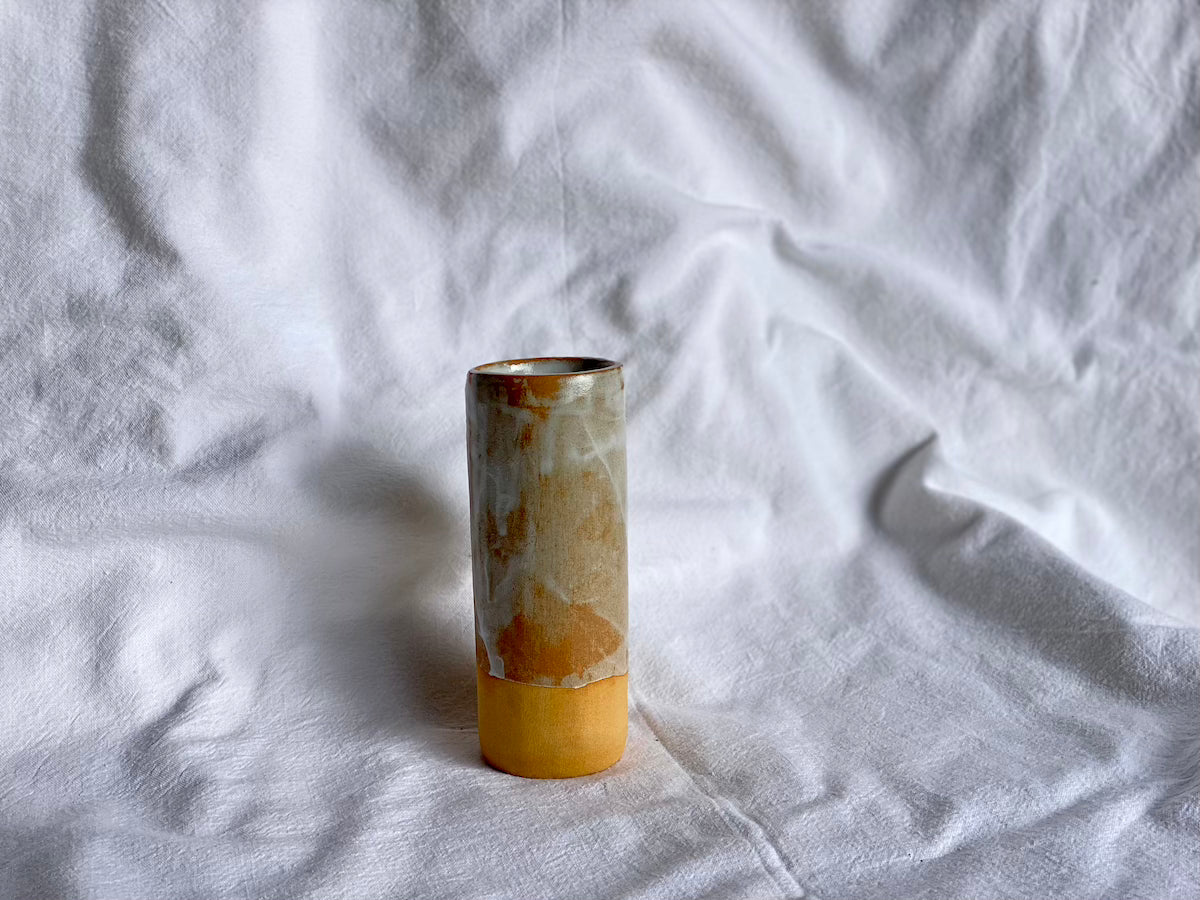 Vase Soliflore - Grès Roux - Blanc Gloss